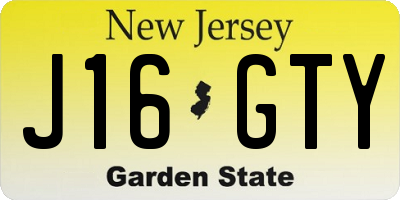 NJ license plate J16GTY