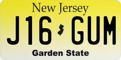 NJ license plate J16GUM