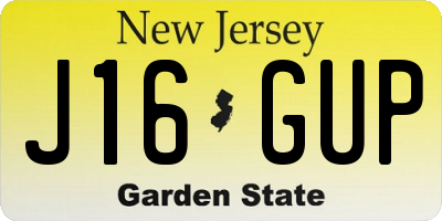 NJ license plate J16GUP