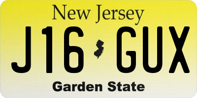 NJ license plate J16GUX