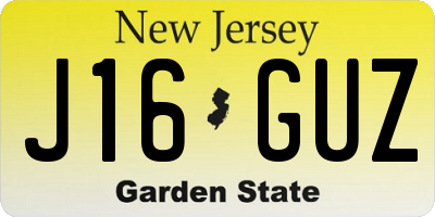 NJ license plate J16GUZ