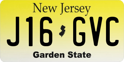NJ license plate J16GVC