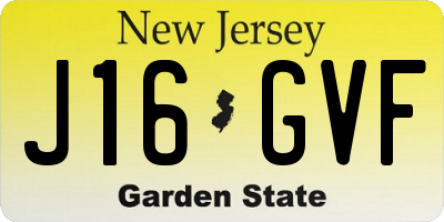 NJ license plate J16GVF