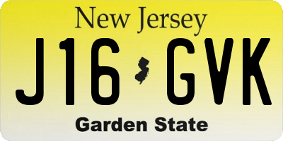 NJ license plate J16GVK