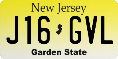 NJ license plate J16GVL