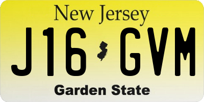 NJ license plate J16GVM