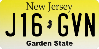 NJ license plate J16GVN