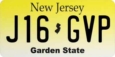NJ license plate J16GVP