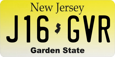 NJ license plate J16GVR