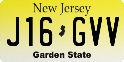 NJ license plate J16GVV