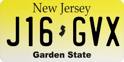 NJ license plate J16GVX