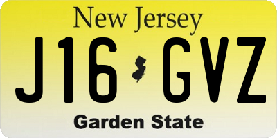 NJ license plate J16GVZ