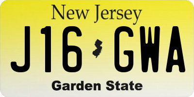 NJ license plate J16GWA