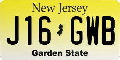 NJ license plate J16GWB