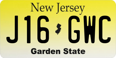 NJ license plate J16GWC