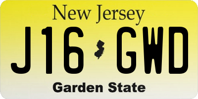 NJ license plate J16GWD