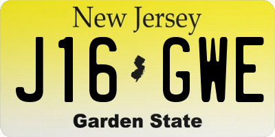 NJ license plate J16GWE