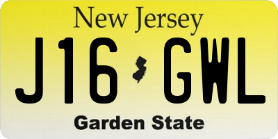 NJ license plate J16GWL