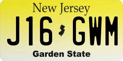 NJ license plate J16GWM