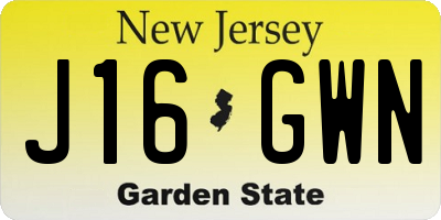 NJ license plate J16GWN