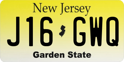 NJ license plate J16GWQ