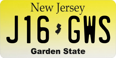 NJ license plate J16GWS