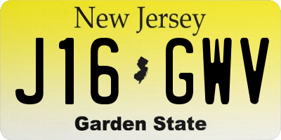 NJ license plate J16GWV
