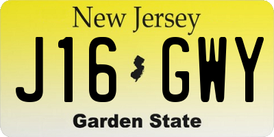 NJ license plate J16GWY