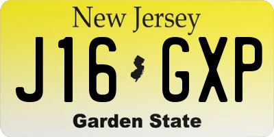 NJ license plate J16GXP