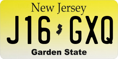 NJ license plate J16GXQ