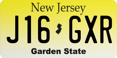 NJ license plate J16GXR