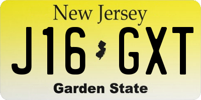 NJ license plate J16GXT