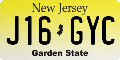 NJ license plate J16GYC