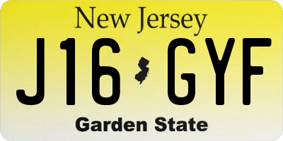 NJ license plate J16GYF