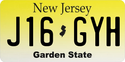 NJ license plate J16GYH