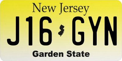 NJ license plate J16GYN