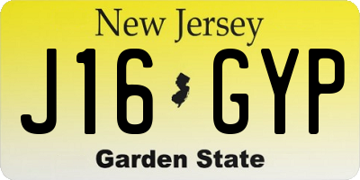 NJ license plate J16GYP