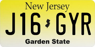 NJ license plate J16GYR