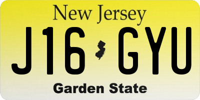 NJ license plate J16GYU