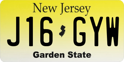 NJ license plate J16GYW
