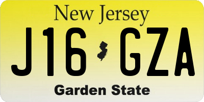 NJ license plate J16GZA