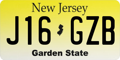 NJ license plate J16GZB