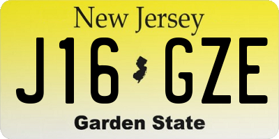 NJ license plate J16GZE