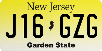 NJ license plate J16GZG