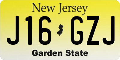 NJ license plate J16GZJ