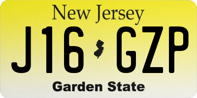 NJ license plate J16GZP