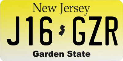 NJ license plate J16GZR