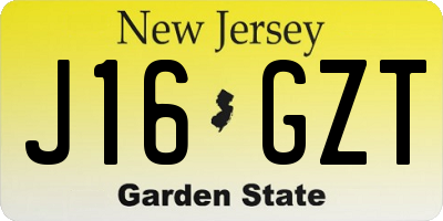 NJ license plate J16GZT