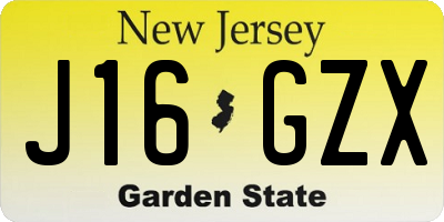 NJ license plate J16GZX
