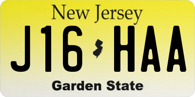 NJ license plate J16HAA